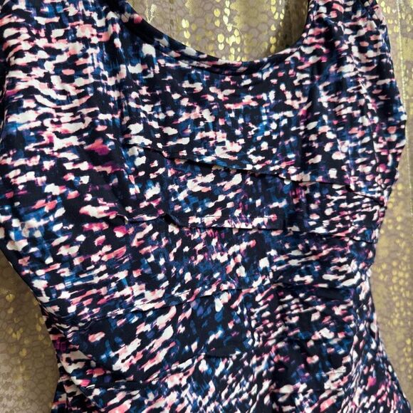 Calvin Klein Blue Black Starry Night Starburst Pattern One Piece Swimsuit Size 1 - Picture 3 of 11